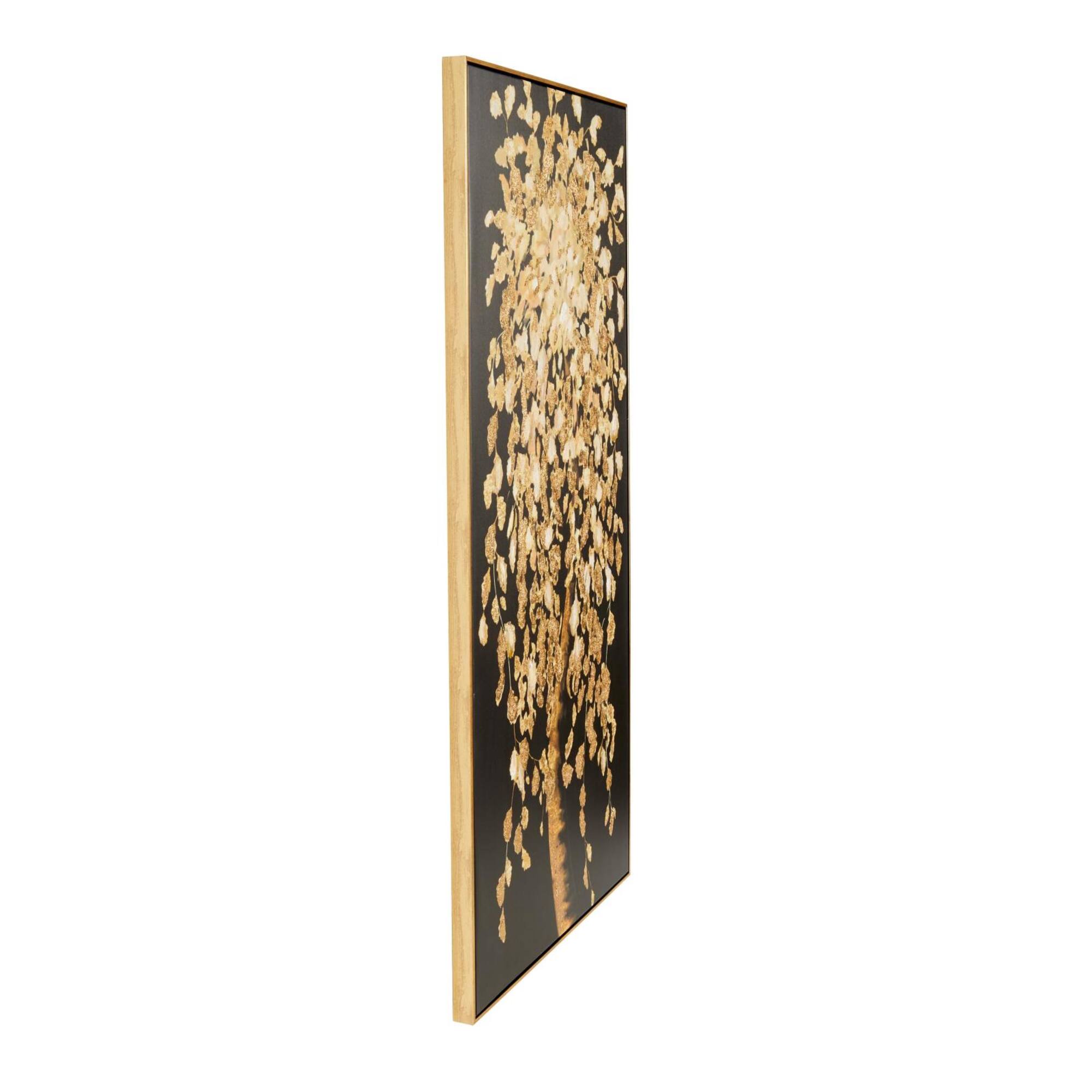 30" x 59" Black Polystone Tree with Gold Foil Accents Framed Wall Art